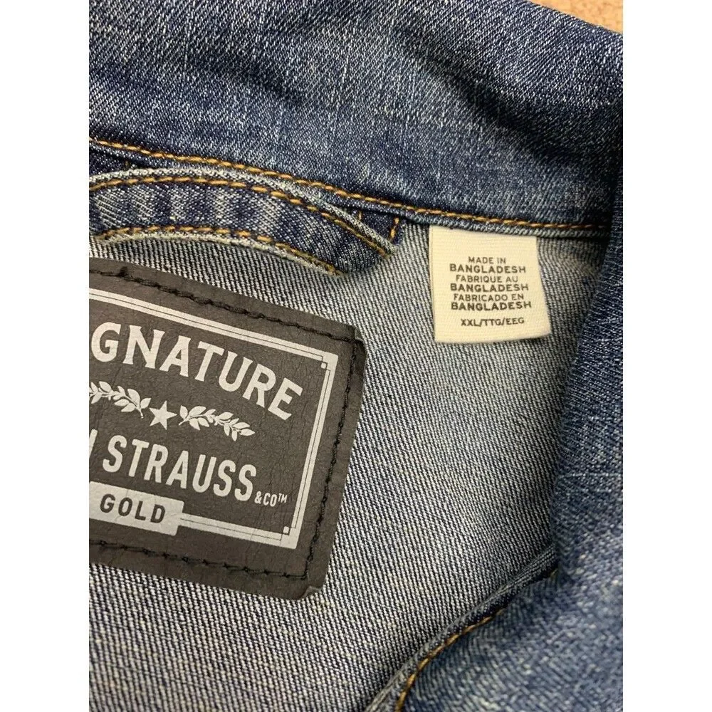 Levis Jacket Mens XXL Lightweight Denim Shacket Cowboy Work Trucker Button Shirt - Picture 6 of 9